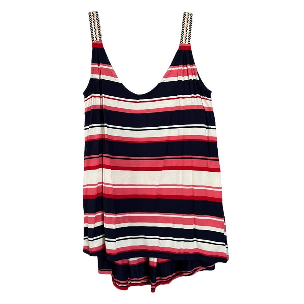 Max Studio Striped Tank Top Blue Red Pink Sz XS NWT